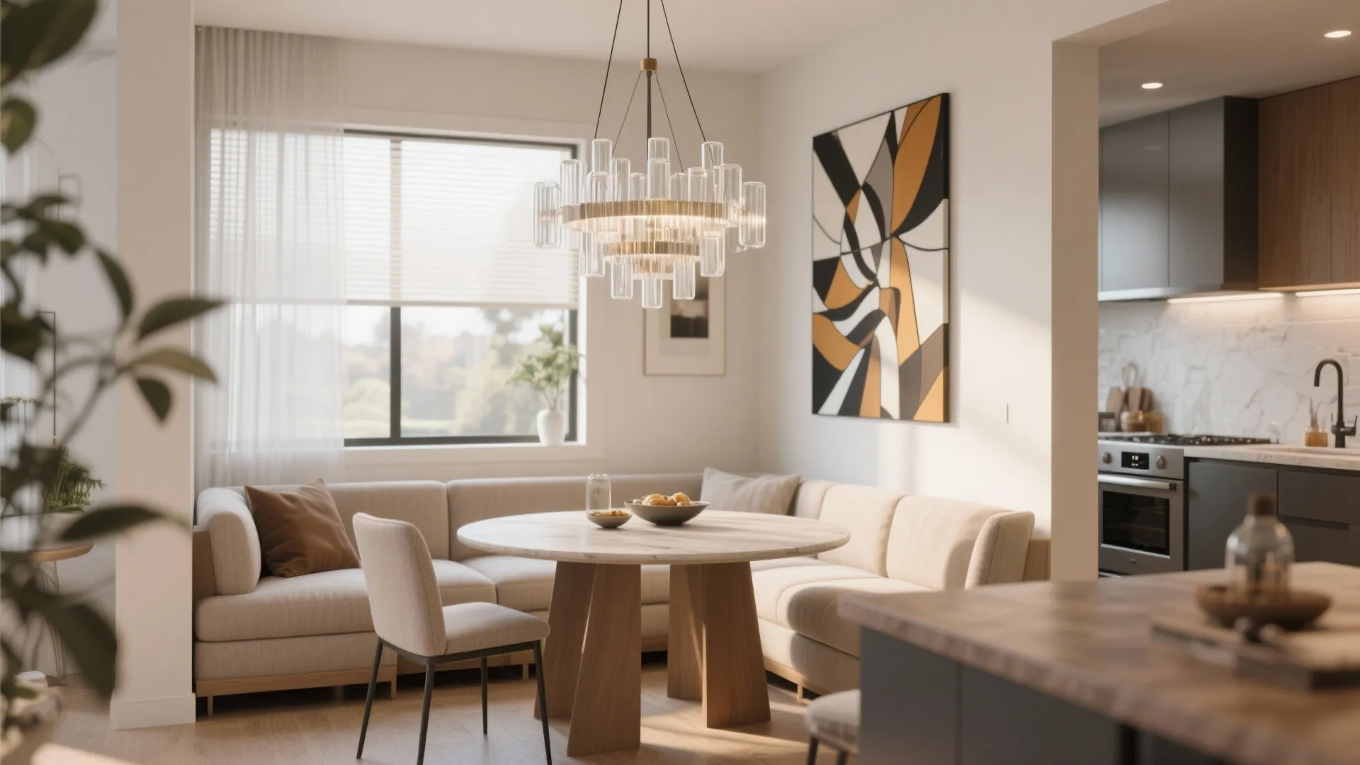 4. Statement Chandelier in the Dining Nook