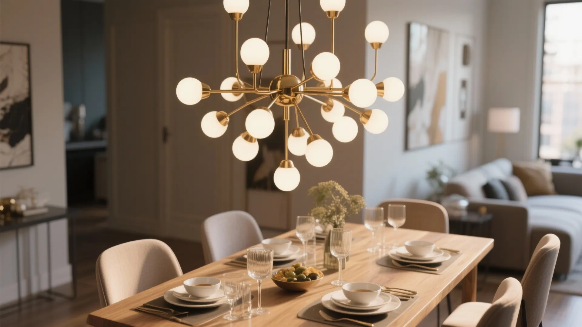 2. Statement lighting over the dining table