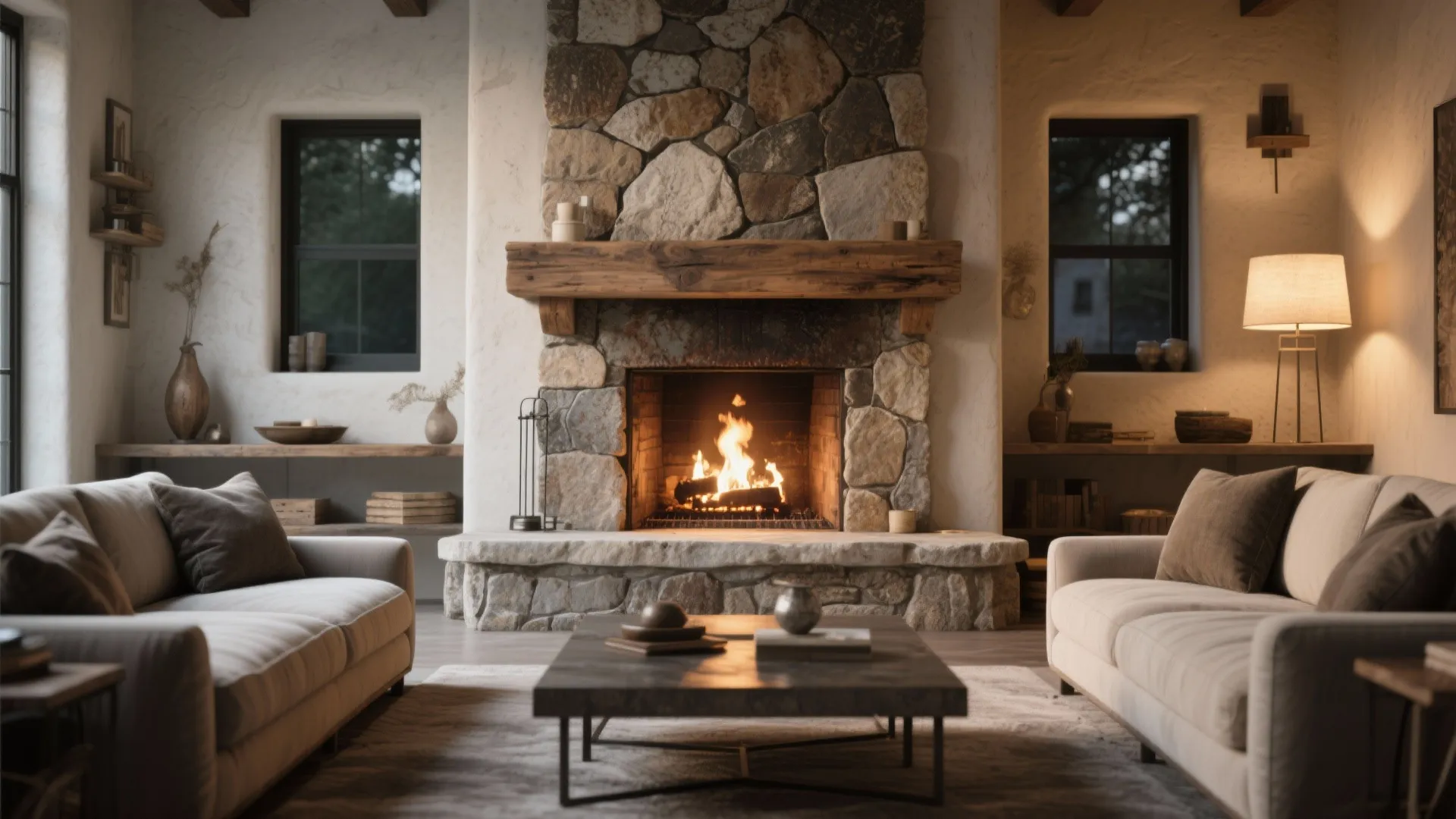 5. Statement Fireplace + Mixed Materials