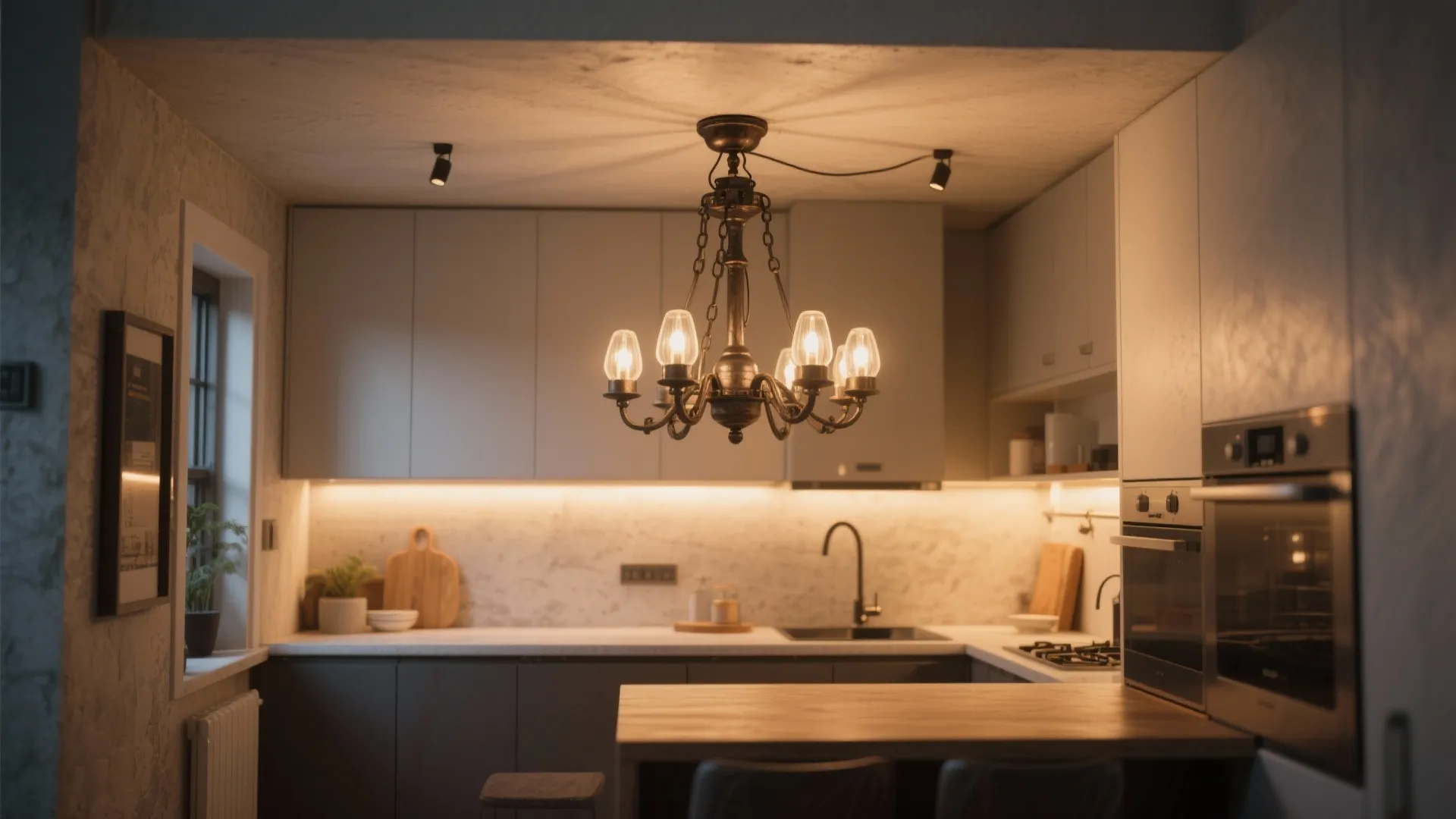 5. Statement chandelier or oversized fixture