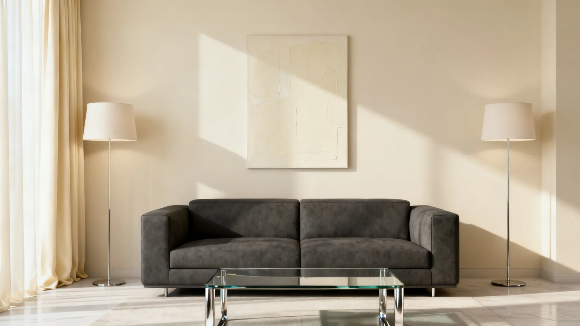 3. Statement Grey Sofa + Light Cream Surrounds