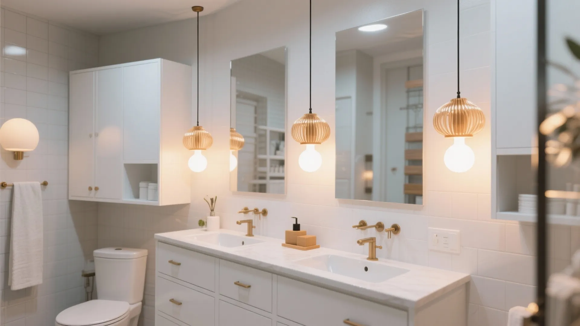 8. Add Statement Lighting Above White Cabinets