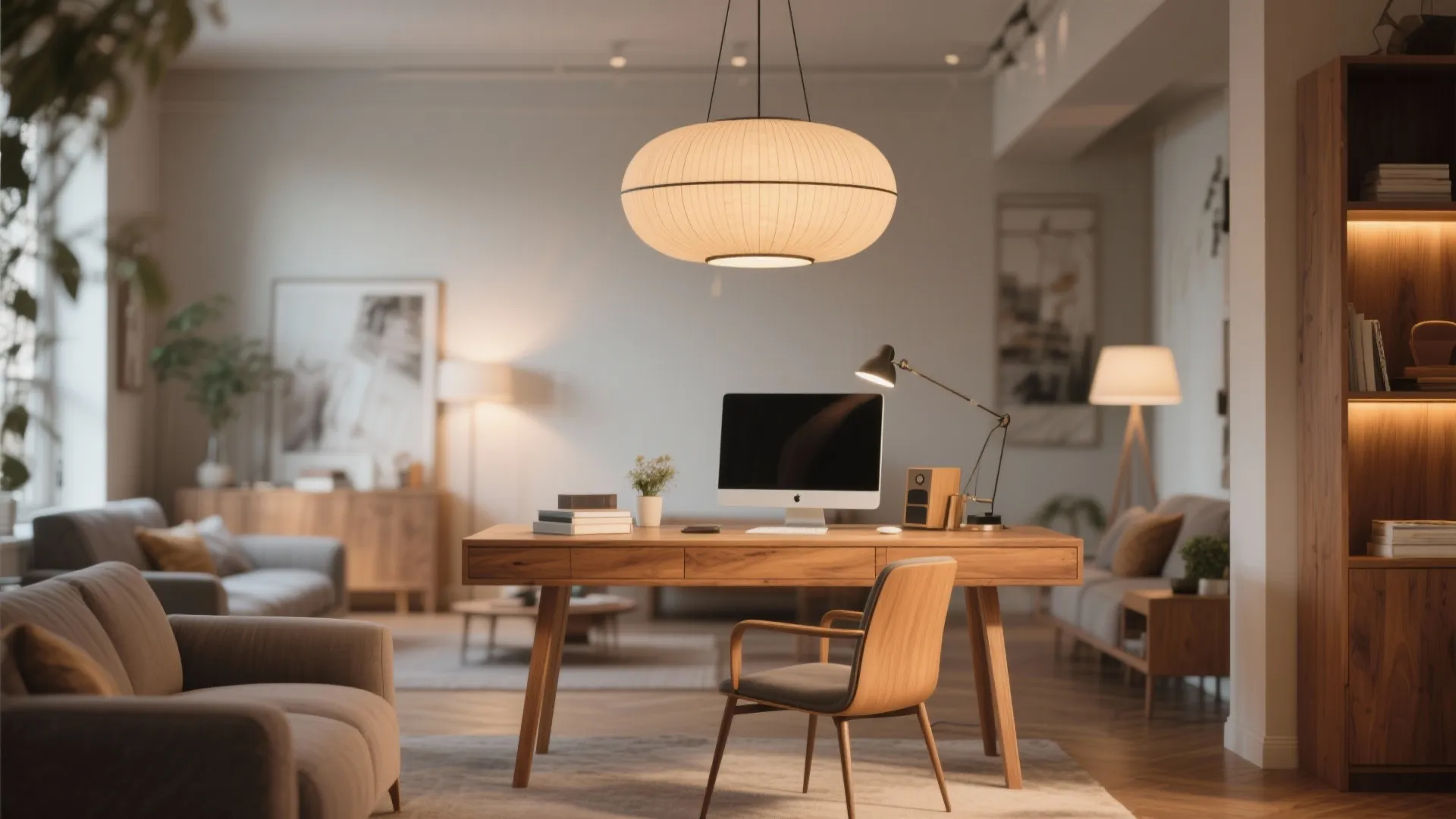 10. Statement Lighting Over Desk