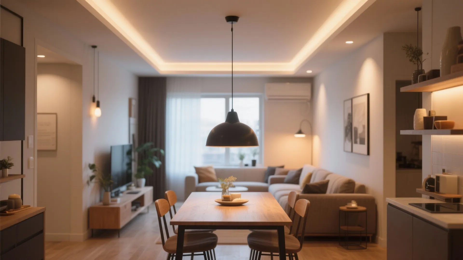 8. Statement Lighting as a Divider