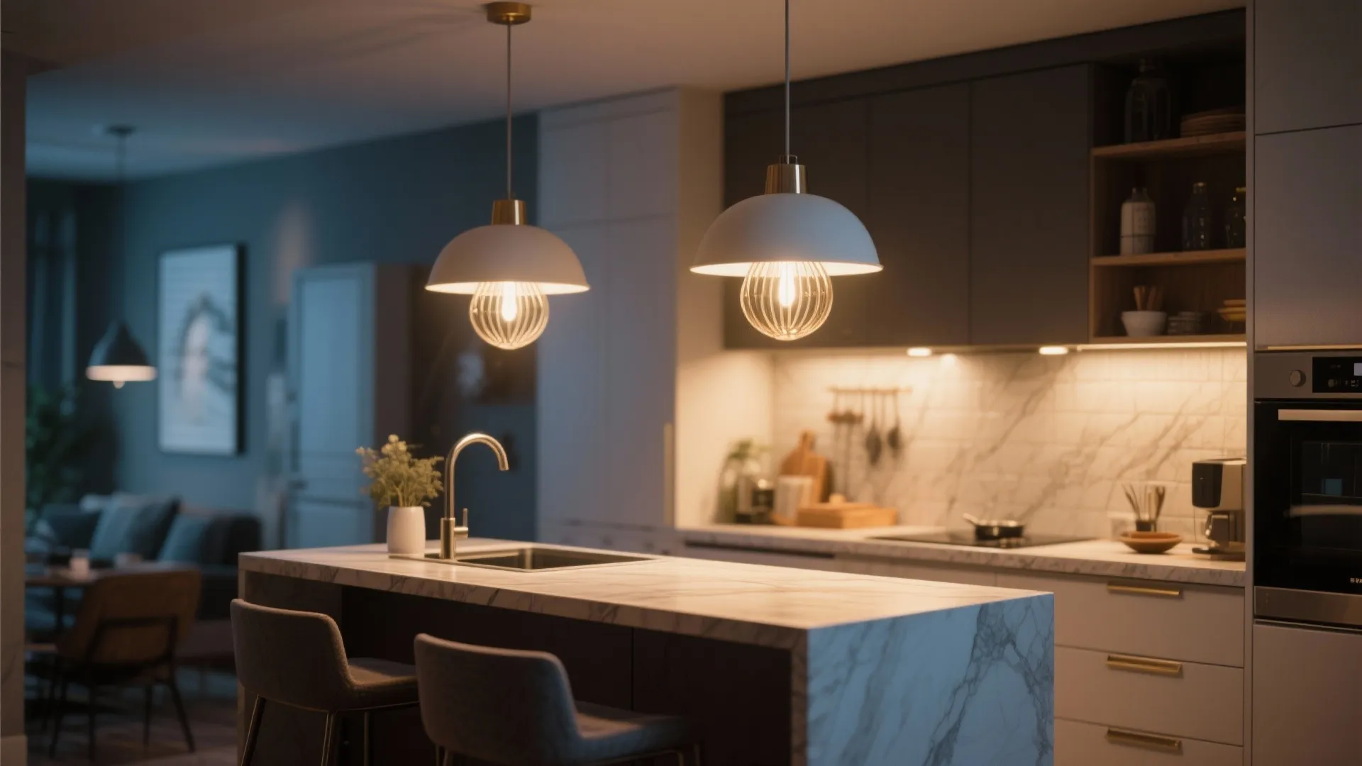 6. Statement Lighting Over the Kitchen Island