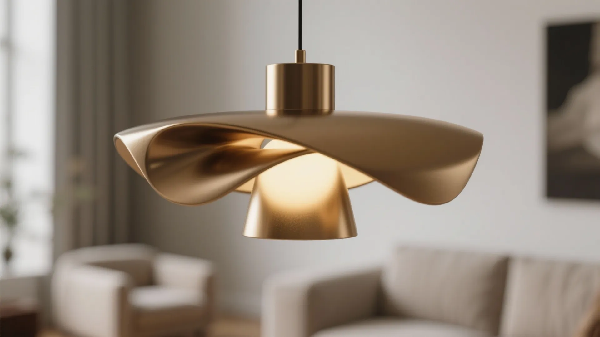 Sculptural pendant light providing warm illumination