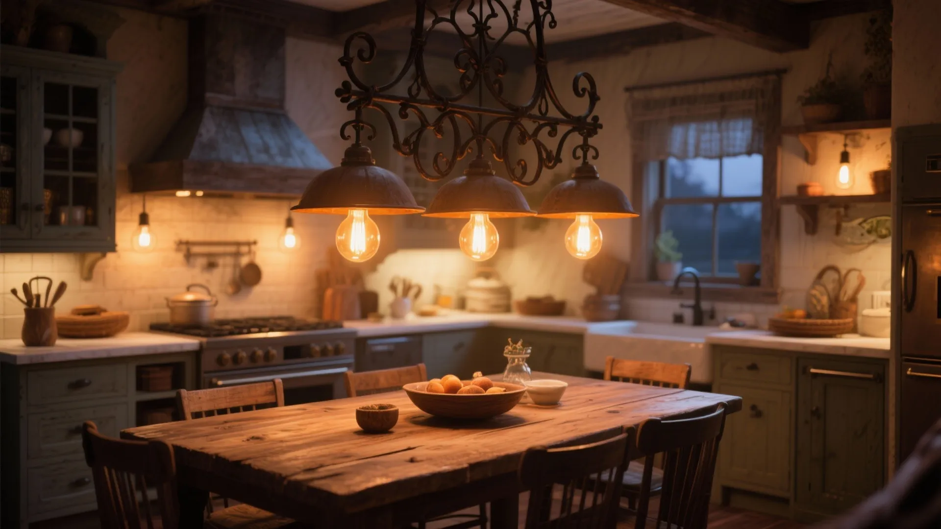 8. Statement Lighting with Warm Glow
