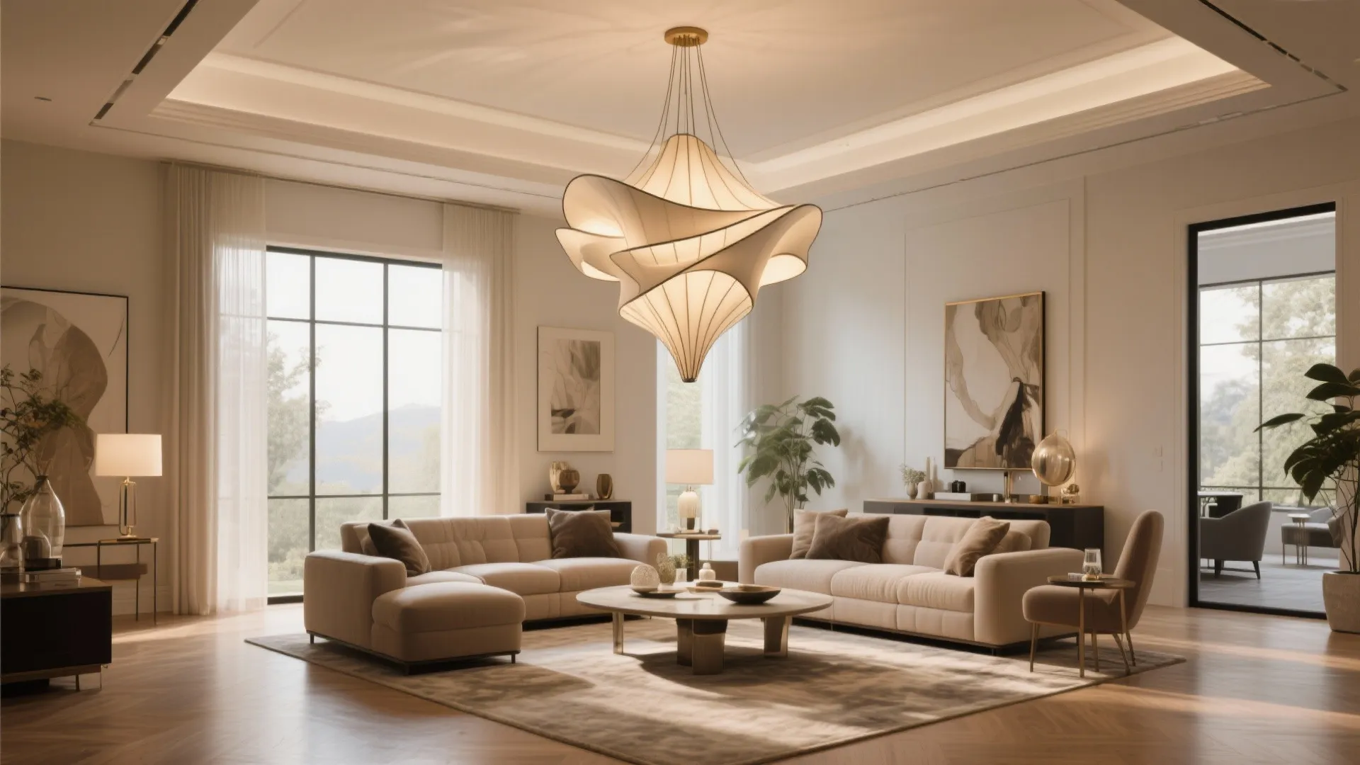 6. Statement lighting centerpiece