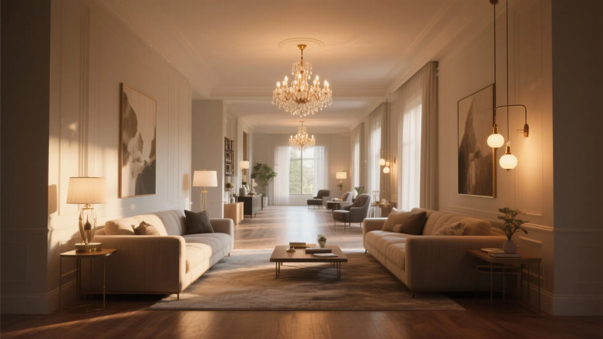 4. Statement Lighting at Both Ends