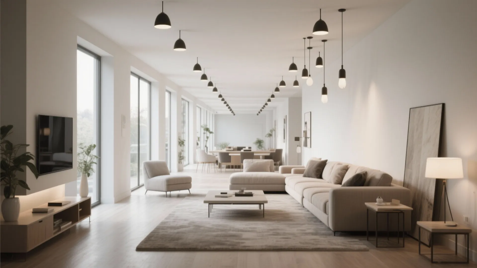 4. Statement Lighting Along the Length