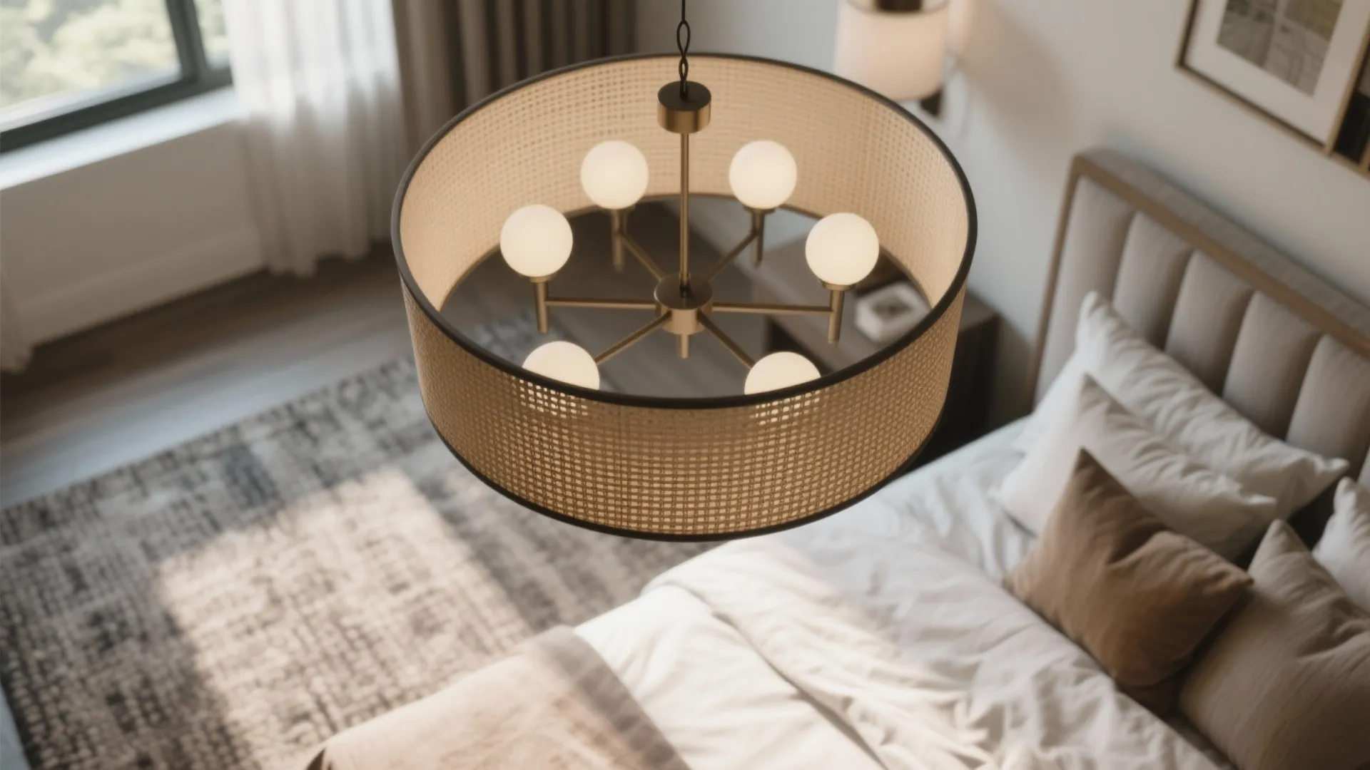 2. Statement Lighting Over the Bed
