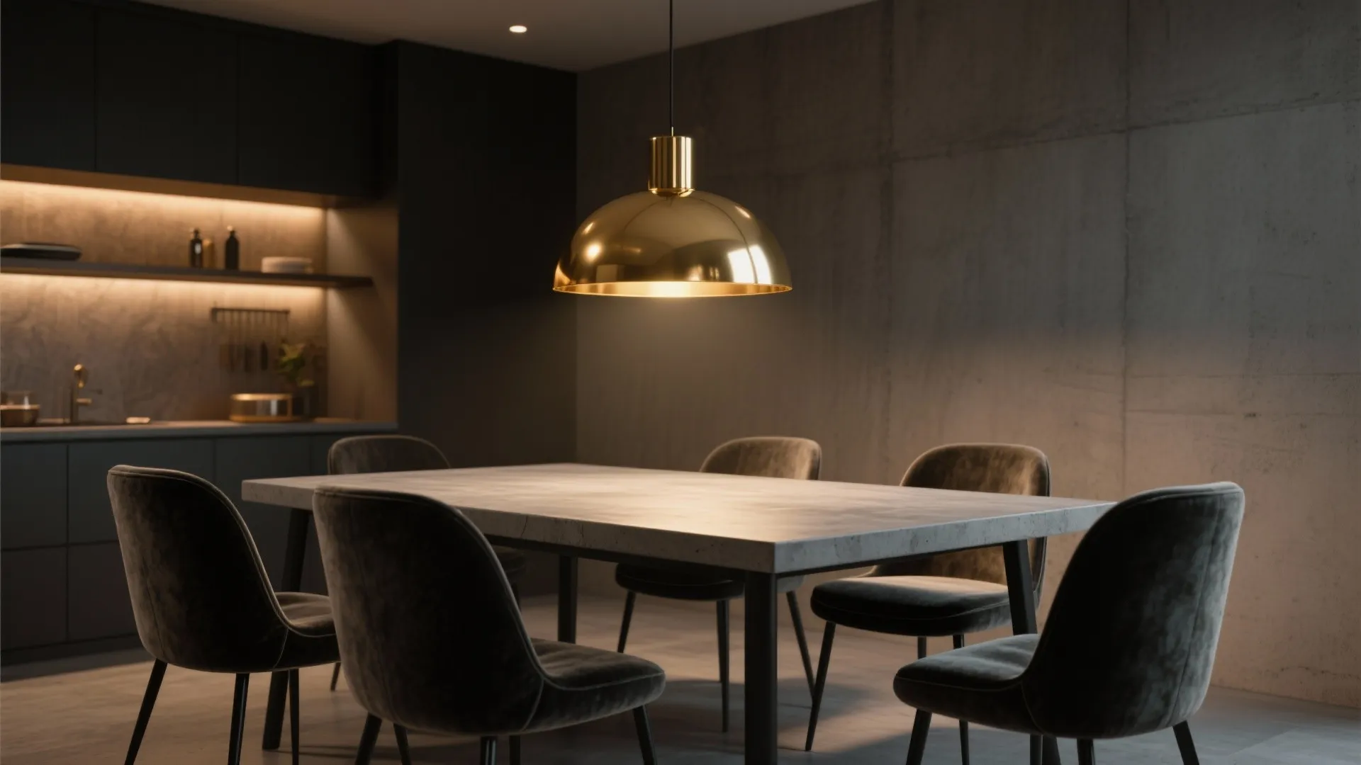 3. Statement Lighting Over Gray Tables