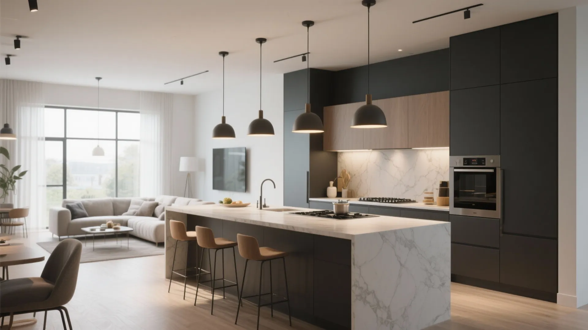 5. Statement Lighting as a Divider