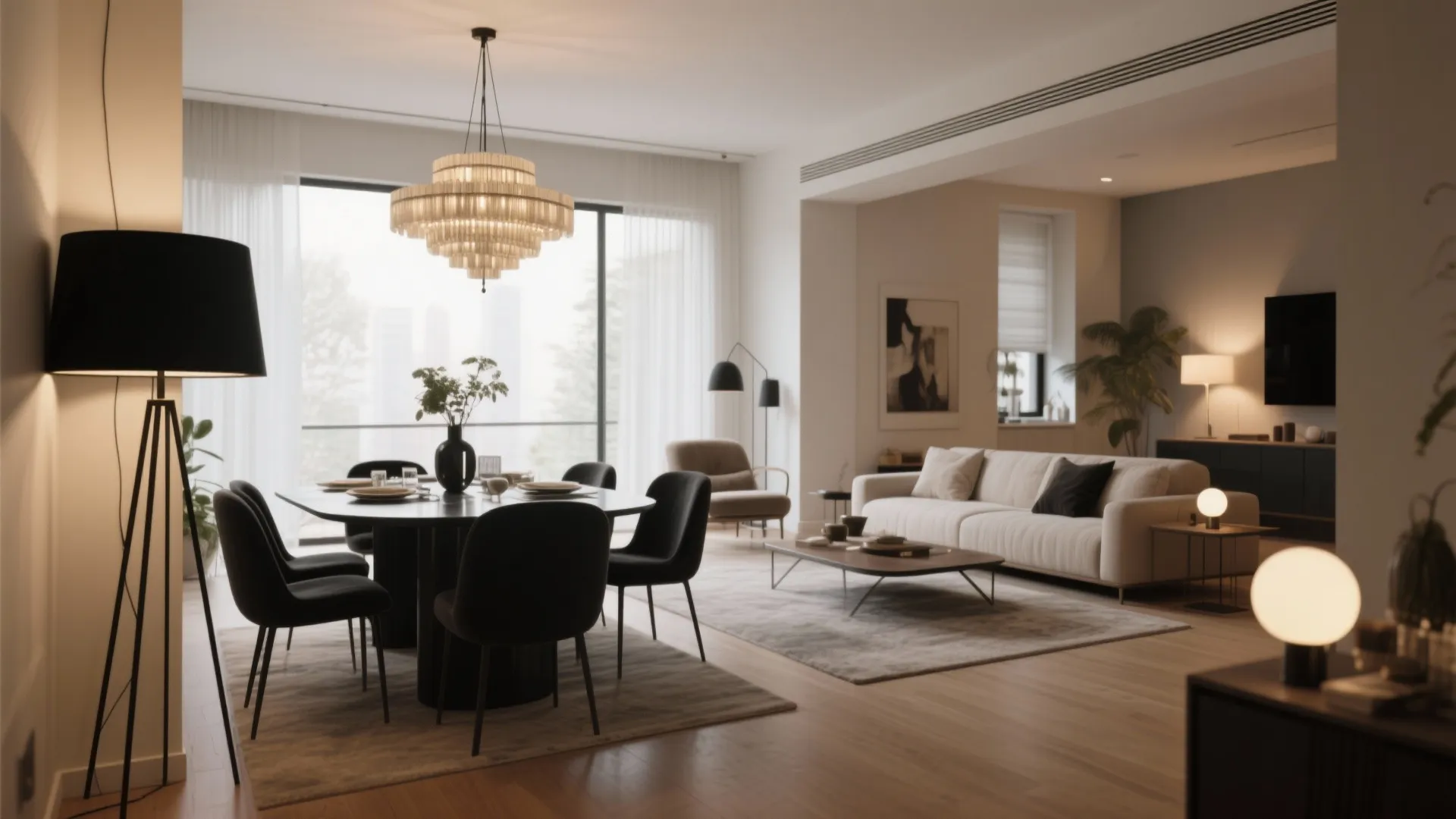 4. Statement Lighting as a Divider