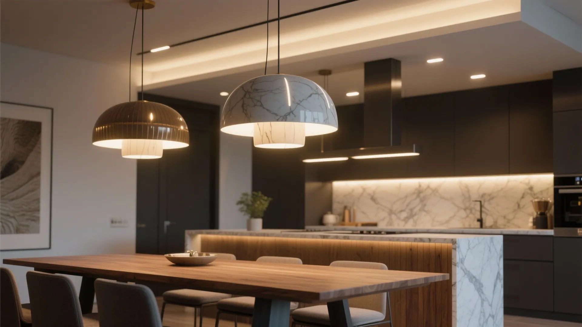 3. Statement Lighting as a Divider