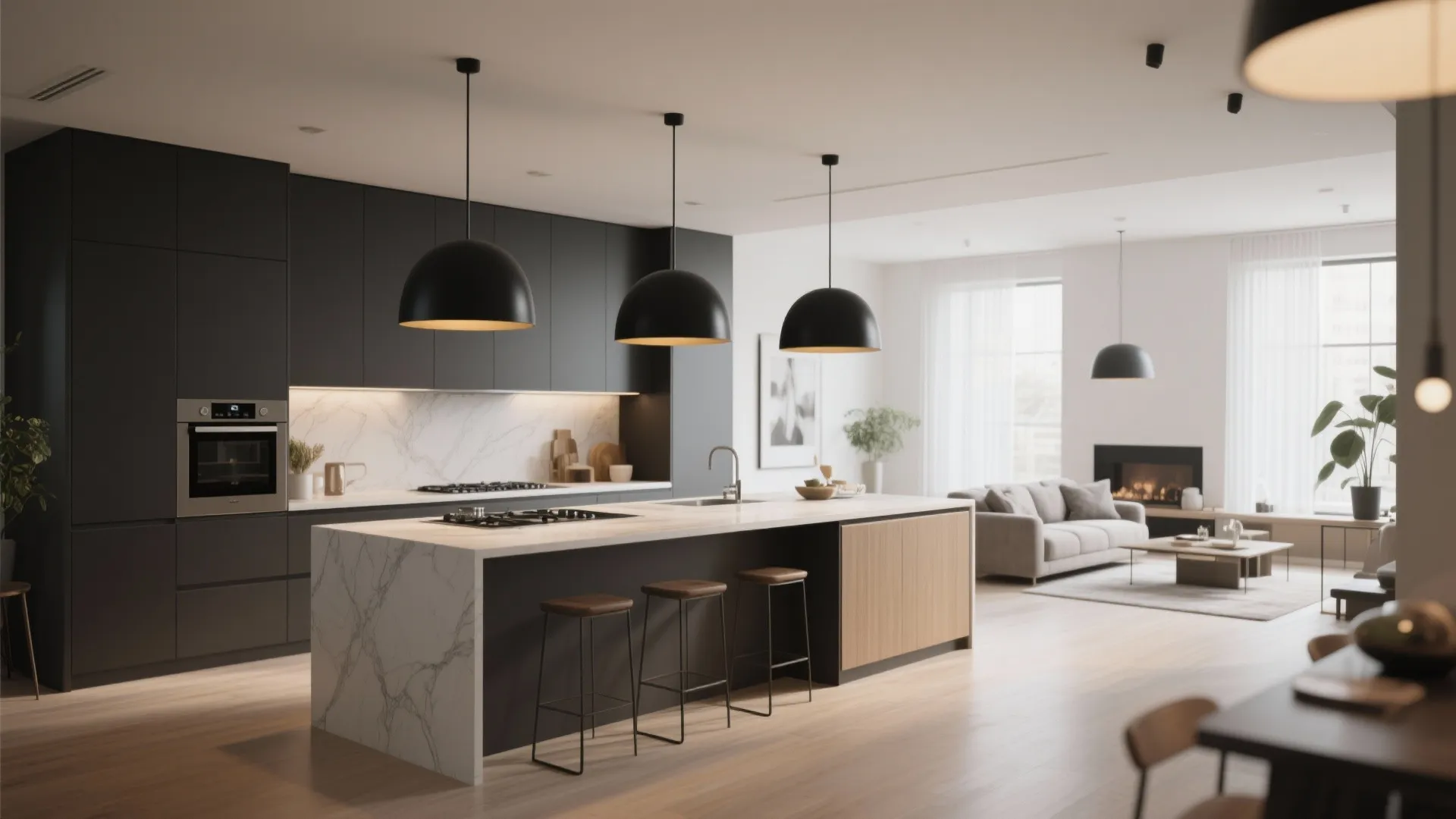 5. Statement Lighting Over the Island