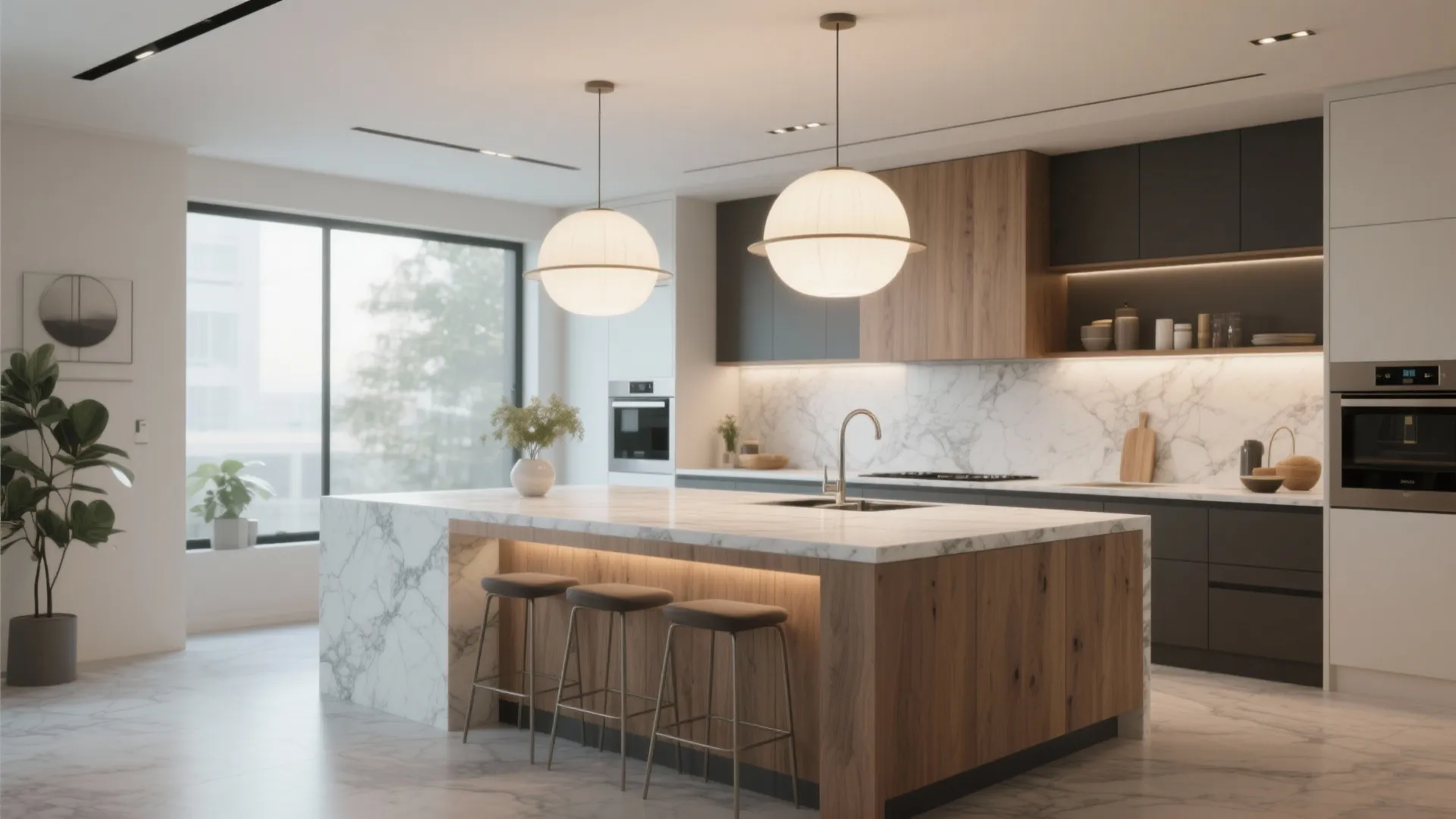 8. Statement Lighting Over the Island