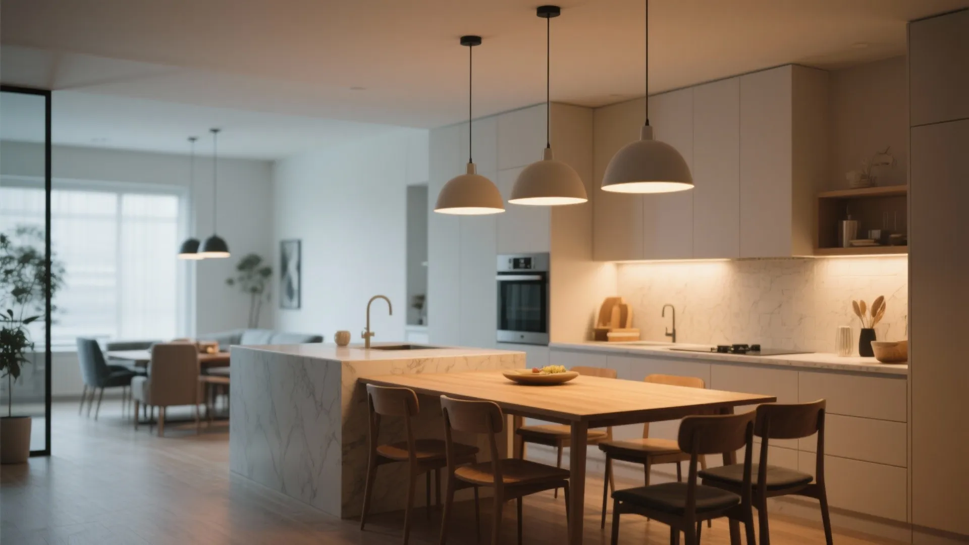 7. Statement Lighting Over Both Zones