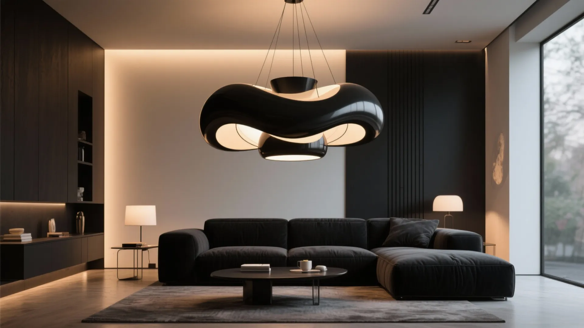10. Statement Lighting Over the Sectional