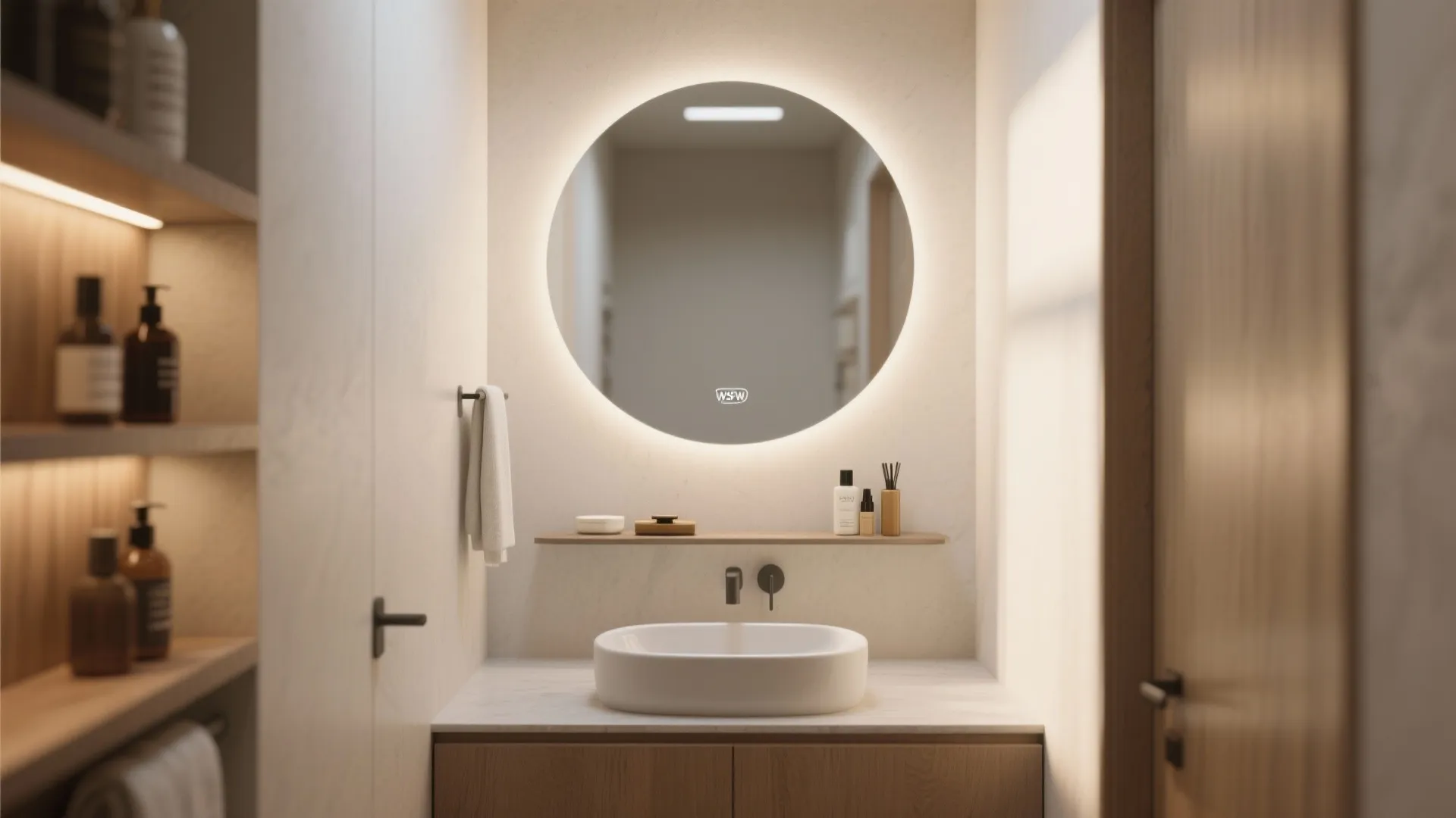 4. Statement Mirror with Integrated Shelf