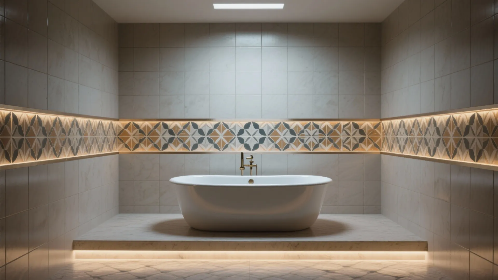 5. Statement Tub Alcove + Mixed Tile Pattern