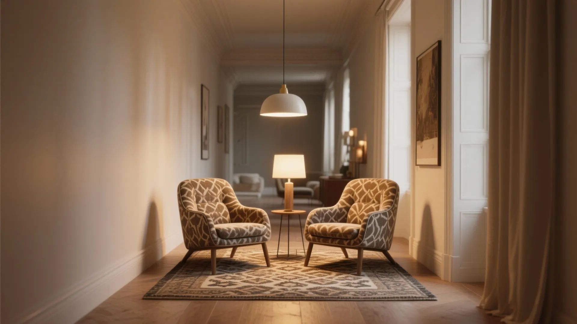 5. Statement Pair with Coordinating Rug and Lighting