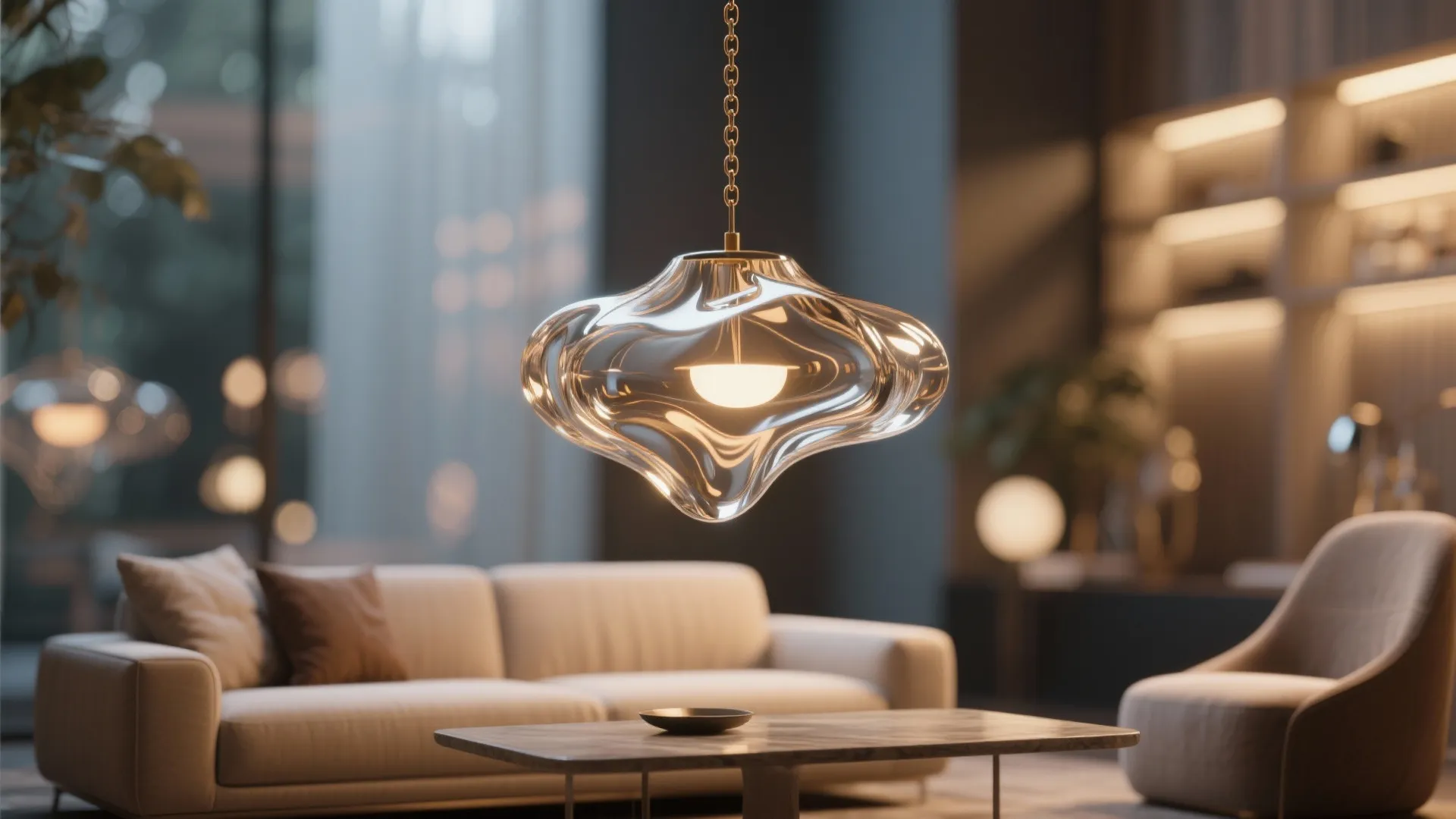 2. Statement Pendant Over Seating