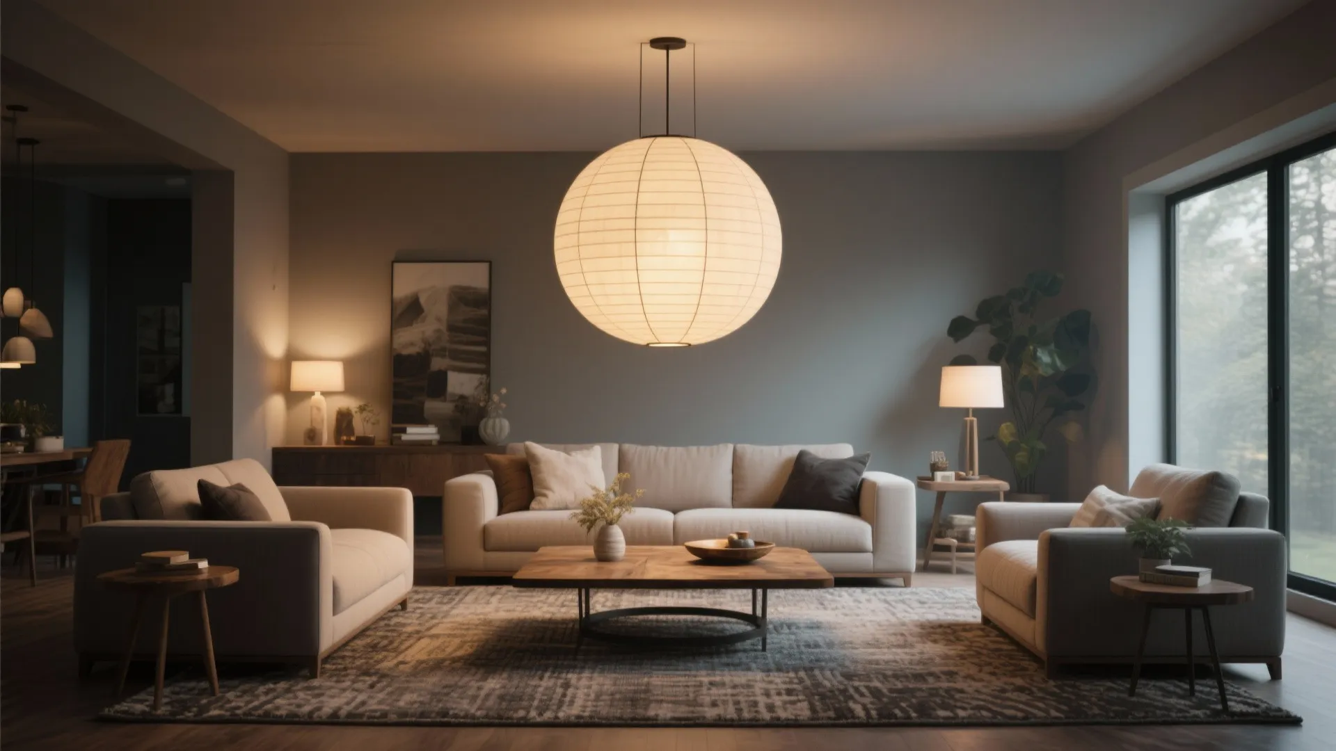 3. Statement Pendant or Chandelier Over Seating