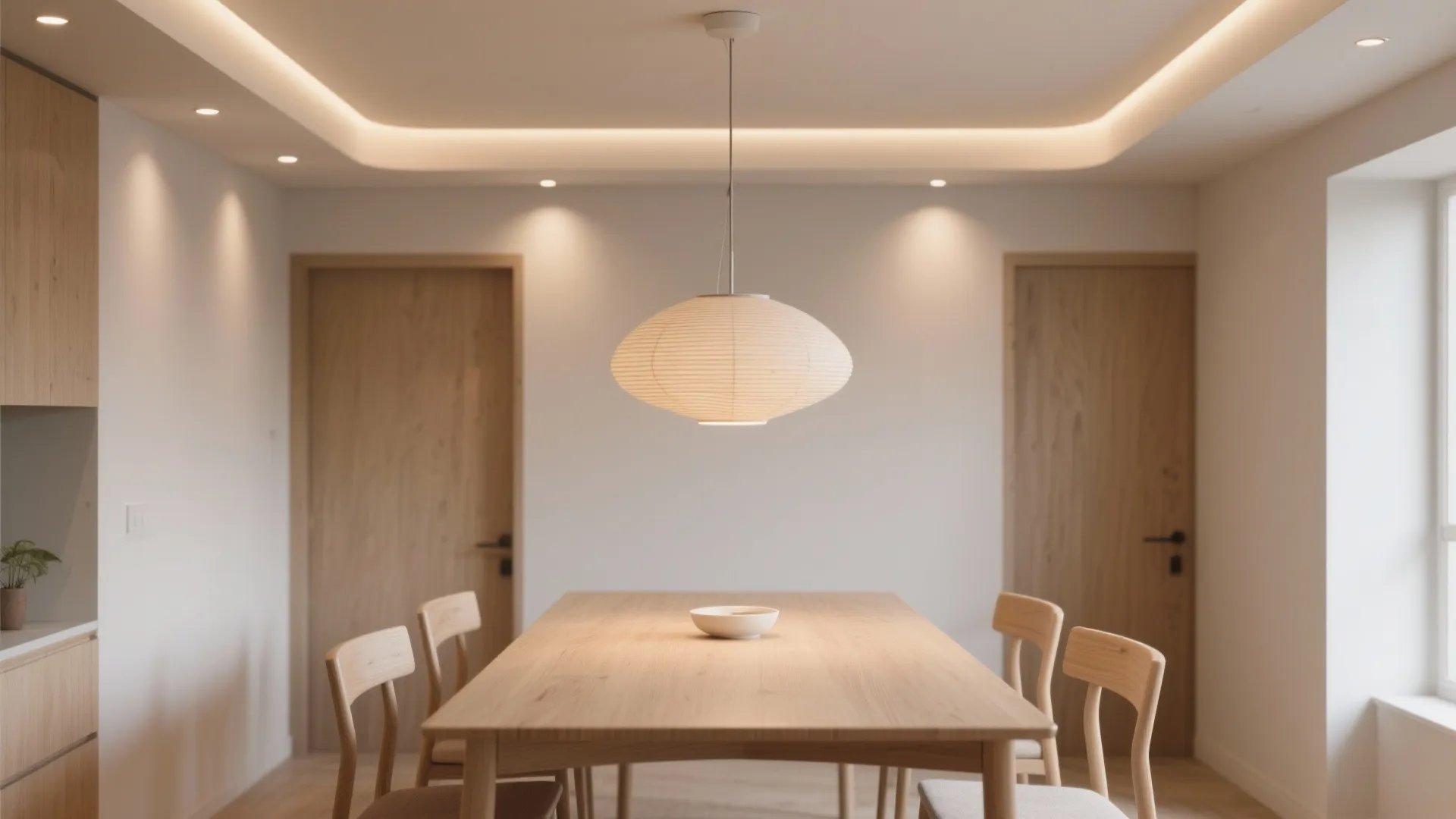Statement Pendant + Flush Perimeter: The Balanced Hero