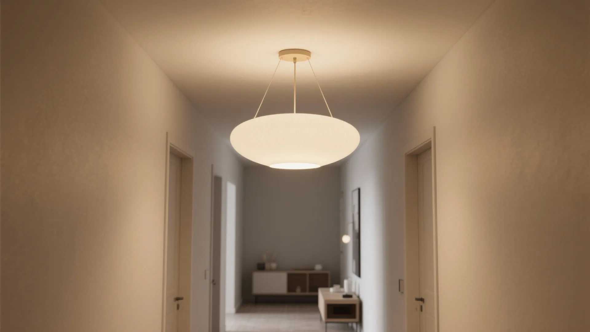 Plain Ceiling + Statement Central Fixture