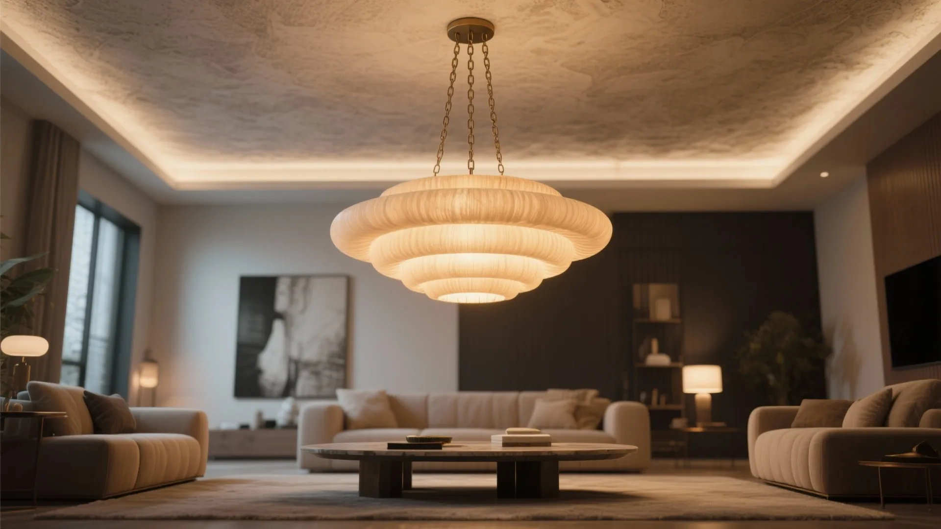 1. Layered lighting with statement pendants