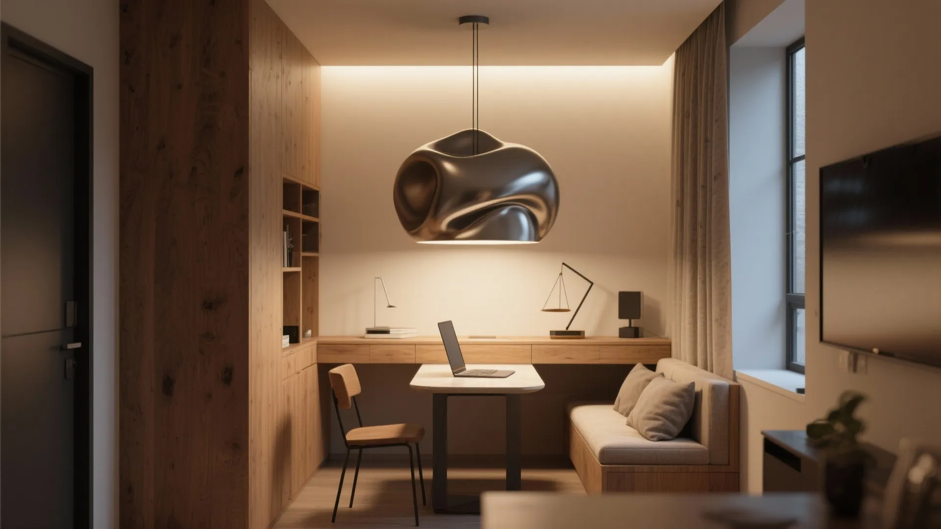 3. Statement pendant over multifunctional zones