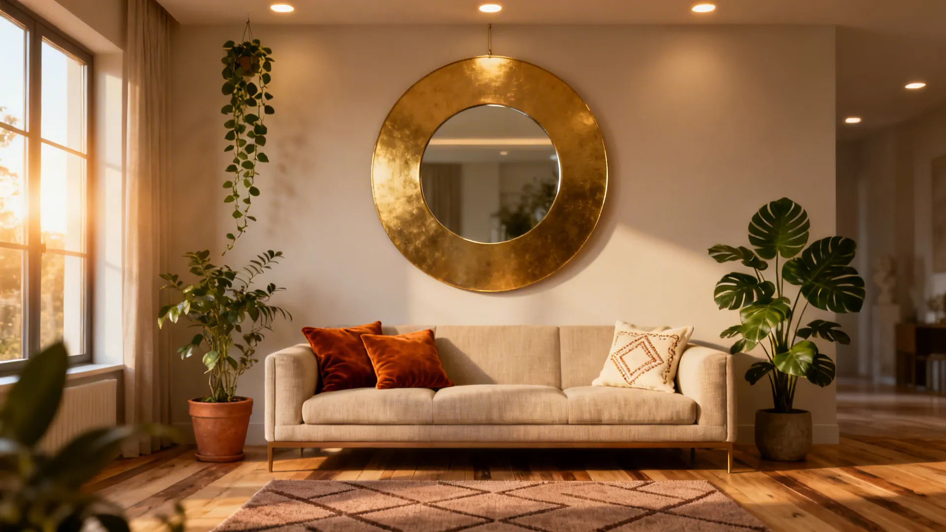 5 Gold Wall Mirror Ideas for Living Rooms