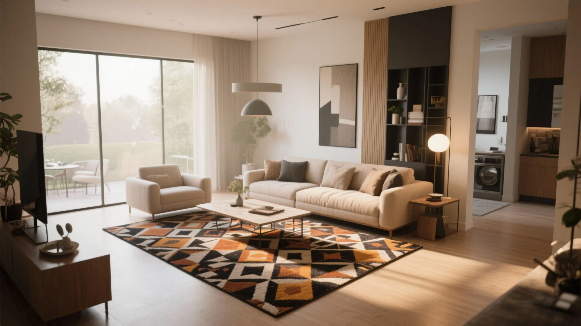 3. Statement Rug to Define Zones