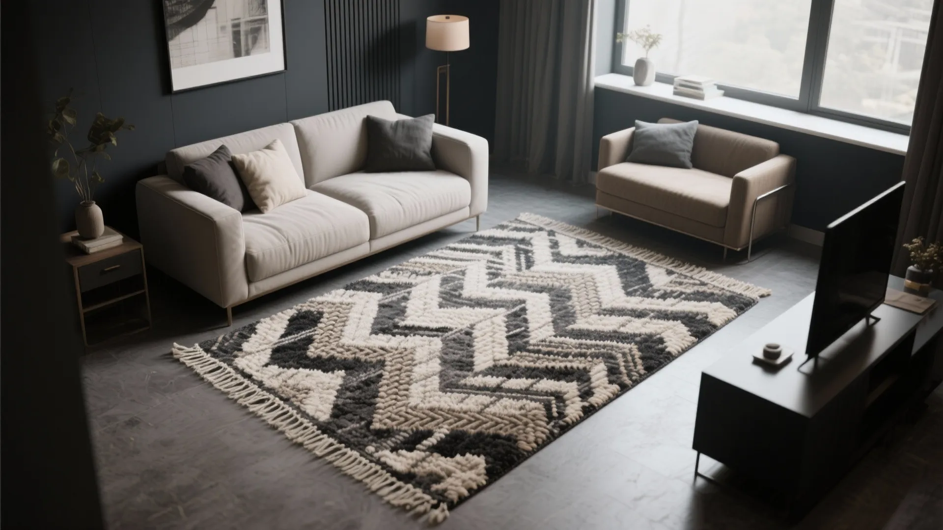 4. Anchor the space with a statement rug