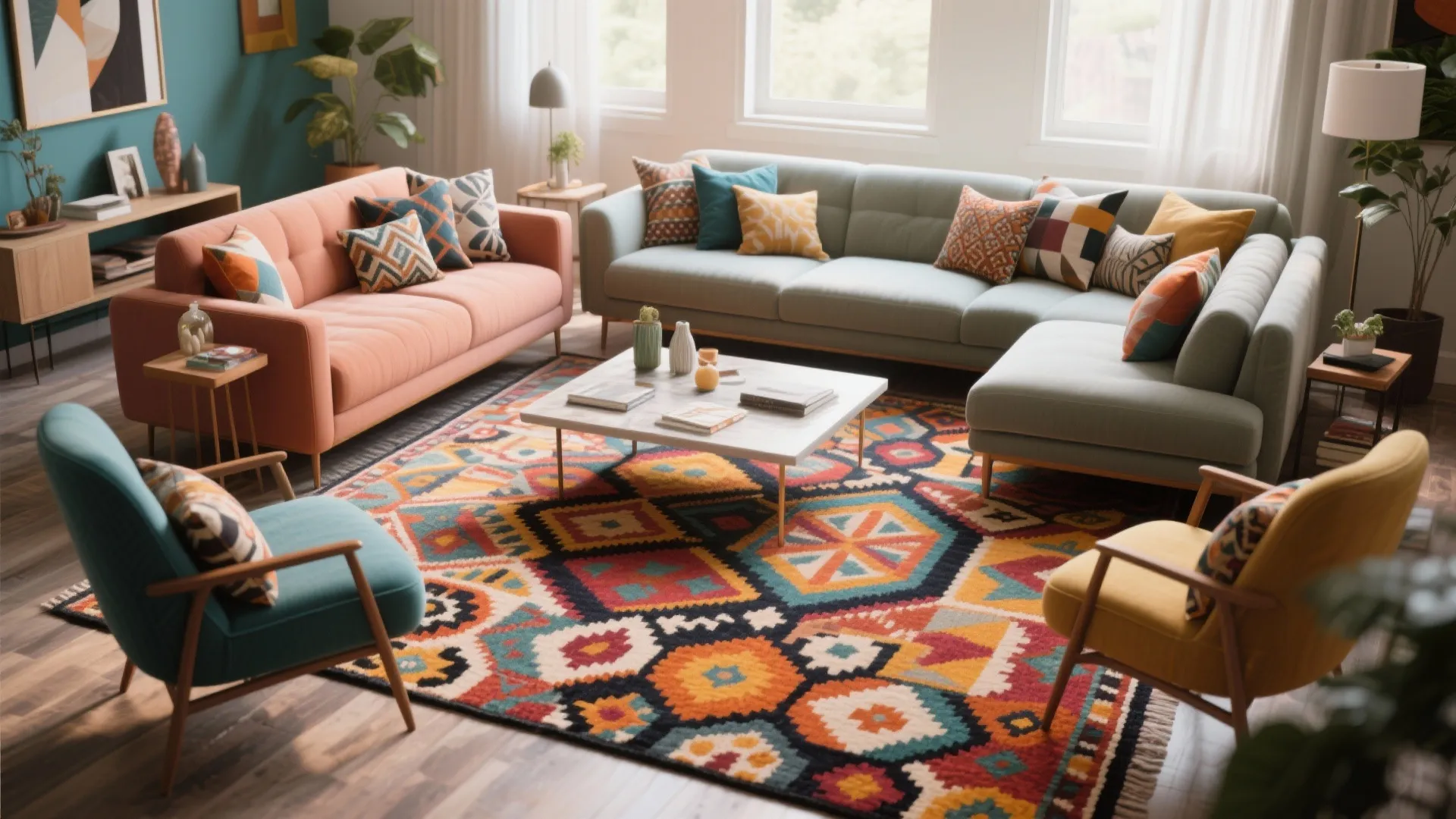 9. Statement Rug as a Layout Anchor