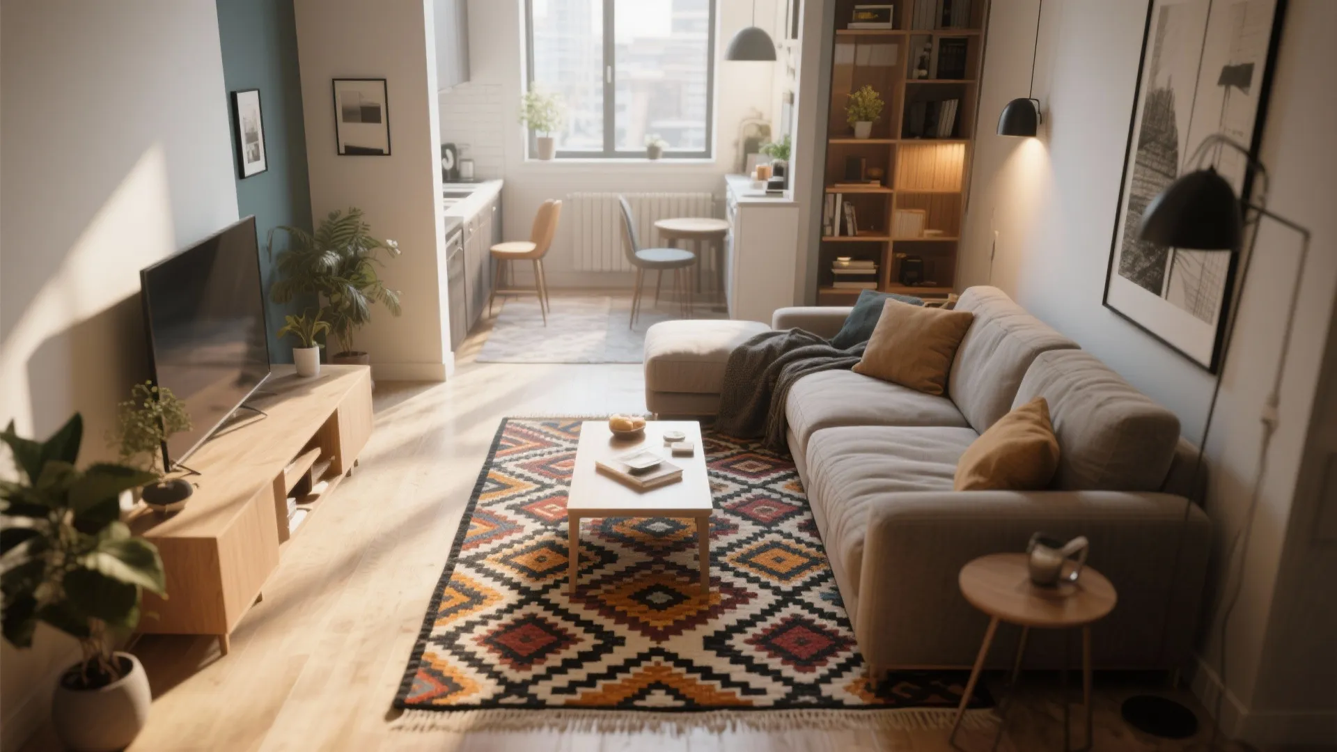 4. Statement Rug to Define Zones