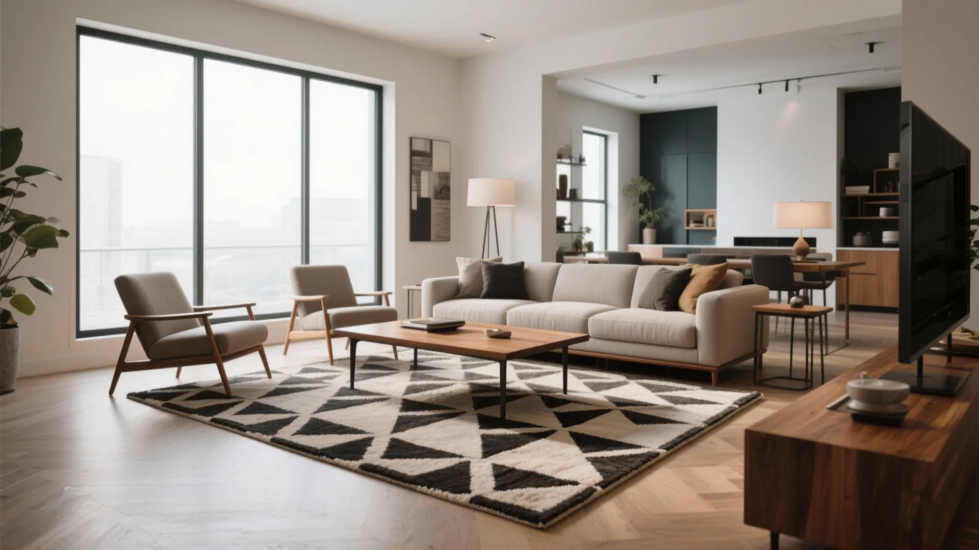 3. Statement Rug to Anchor the Seating Area