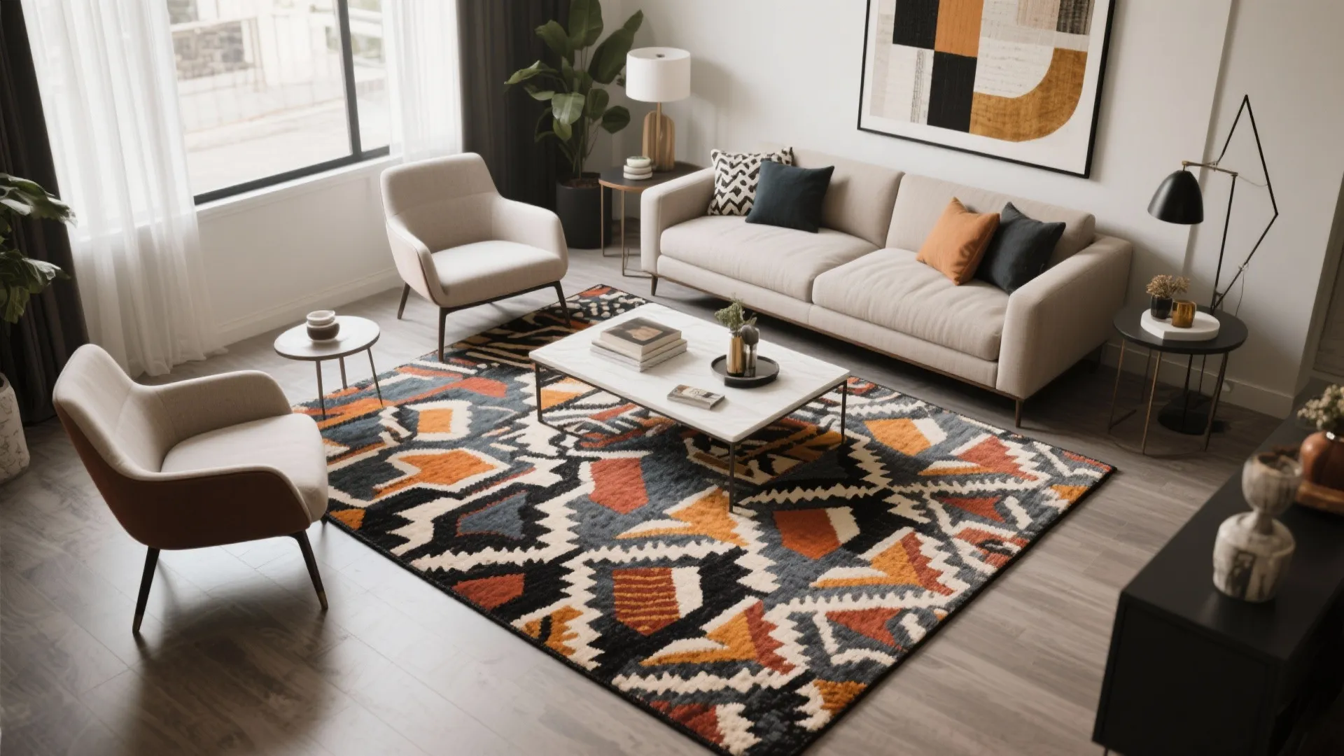4. Statement Rug to Anchor the Space