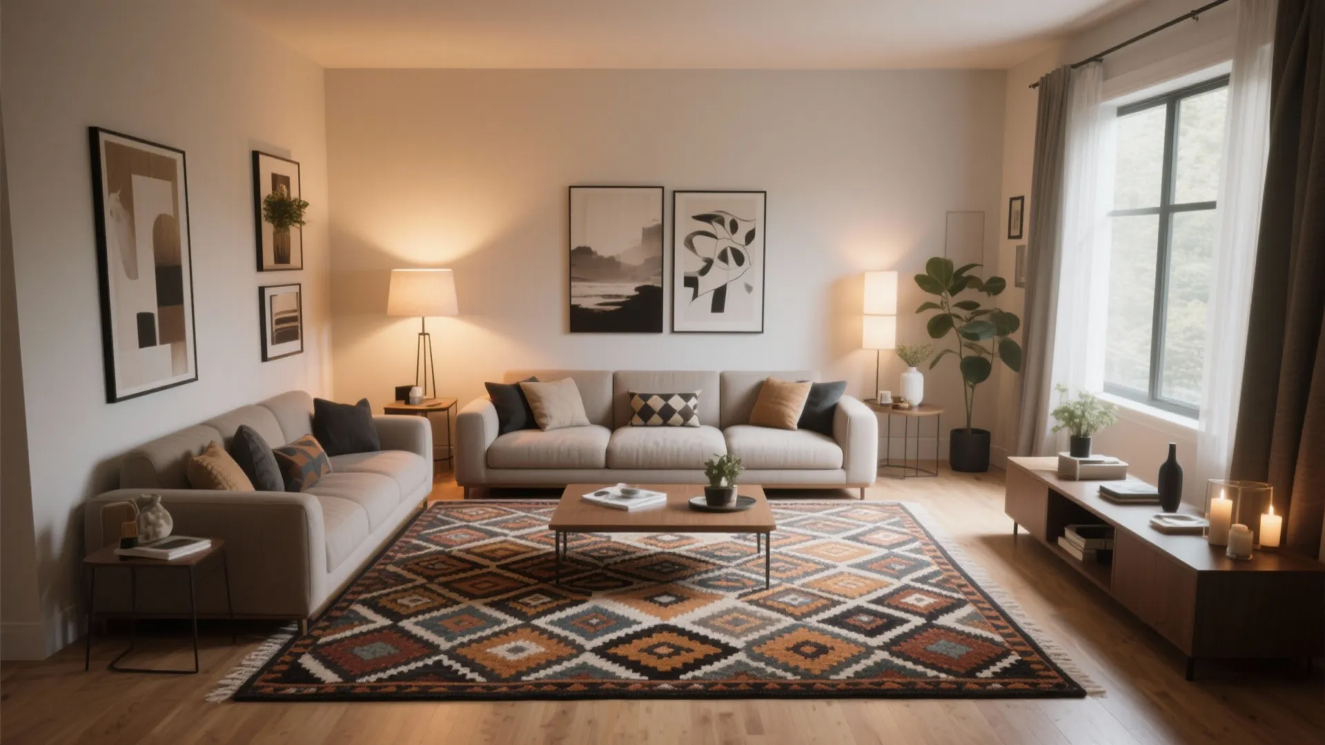 4. Statement Rug as a Focal Anchor