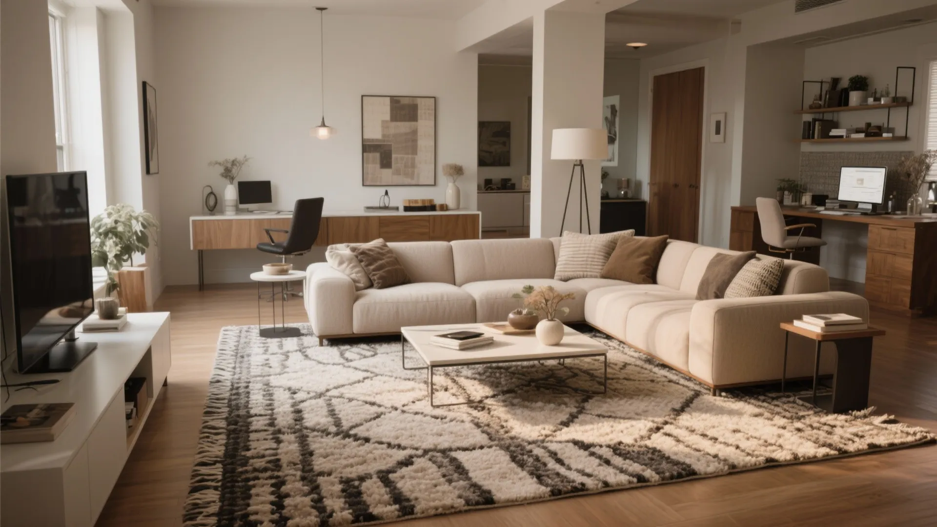 Statement rug to define zones