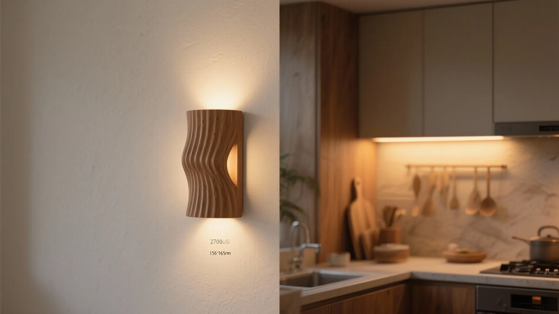 Statement wooden wall lights as focal points in small kitchens