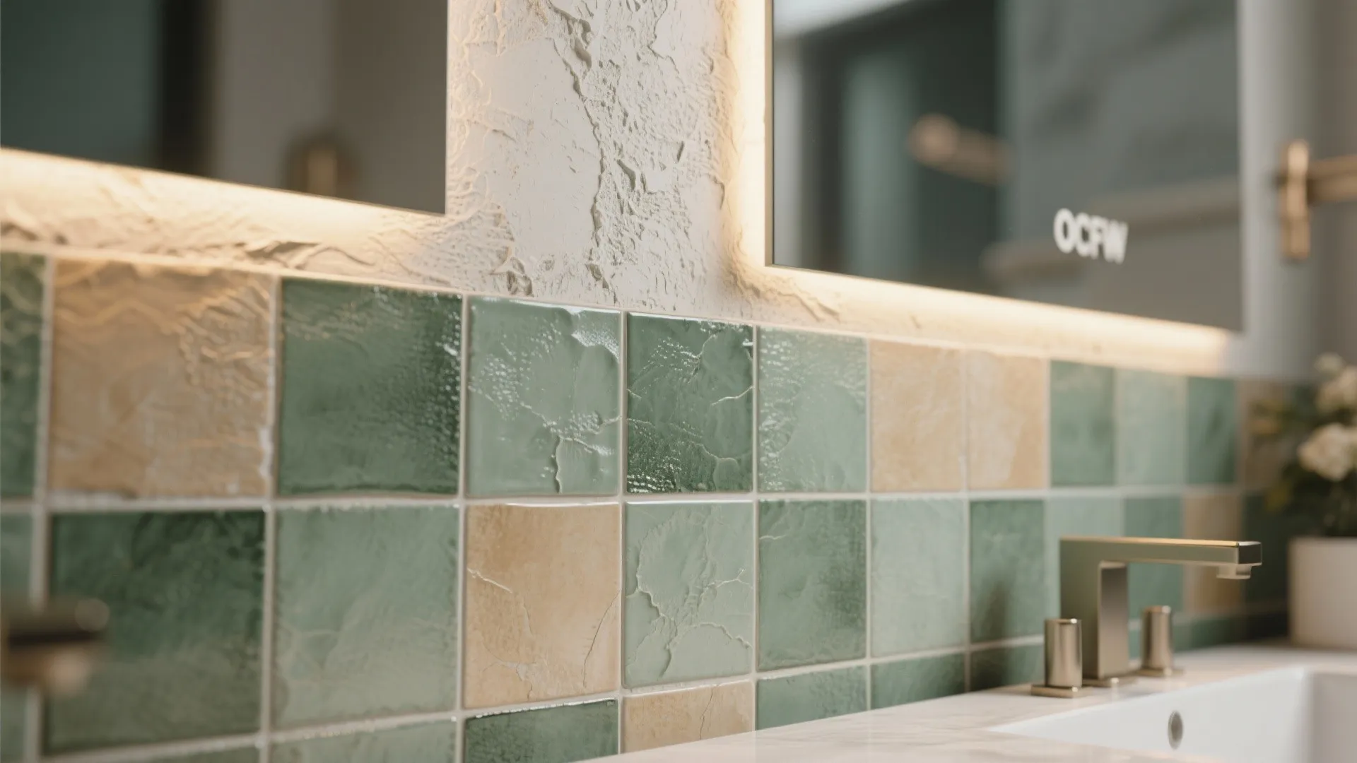 5. Statement tile or textured wall as the focal point