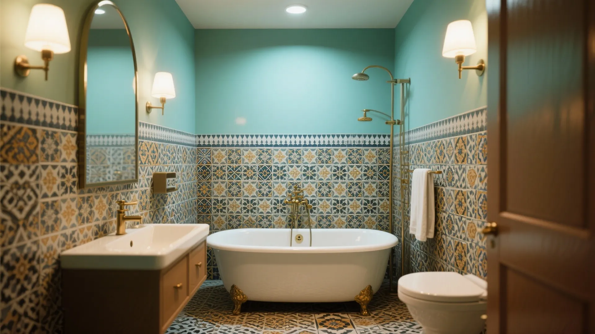 7. Statement Tile Around the Tub