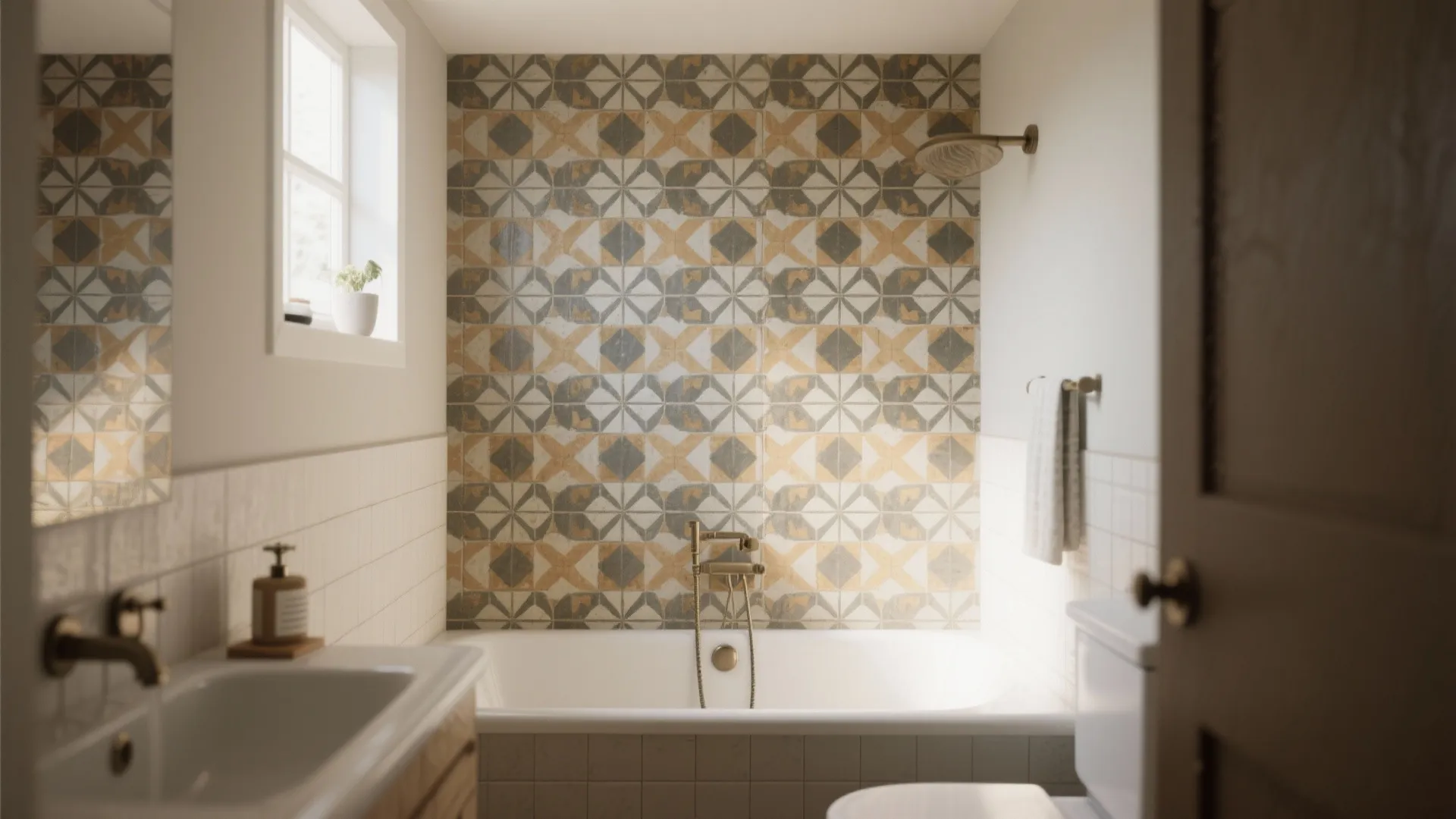 3. Statement Wall Tile or Wallpaper