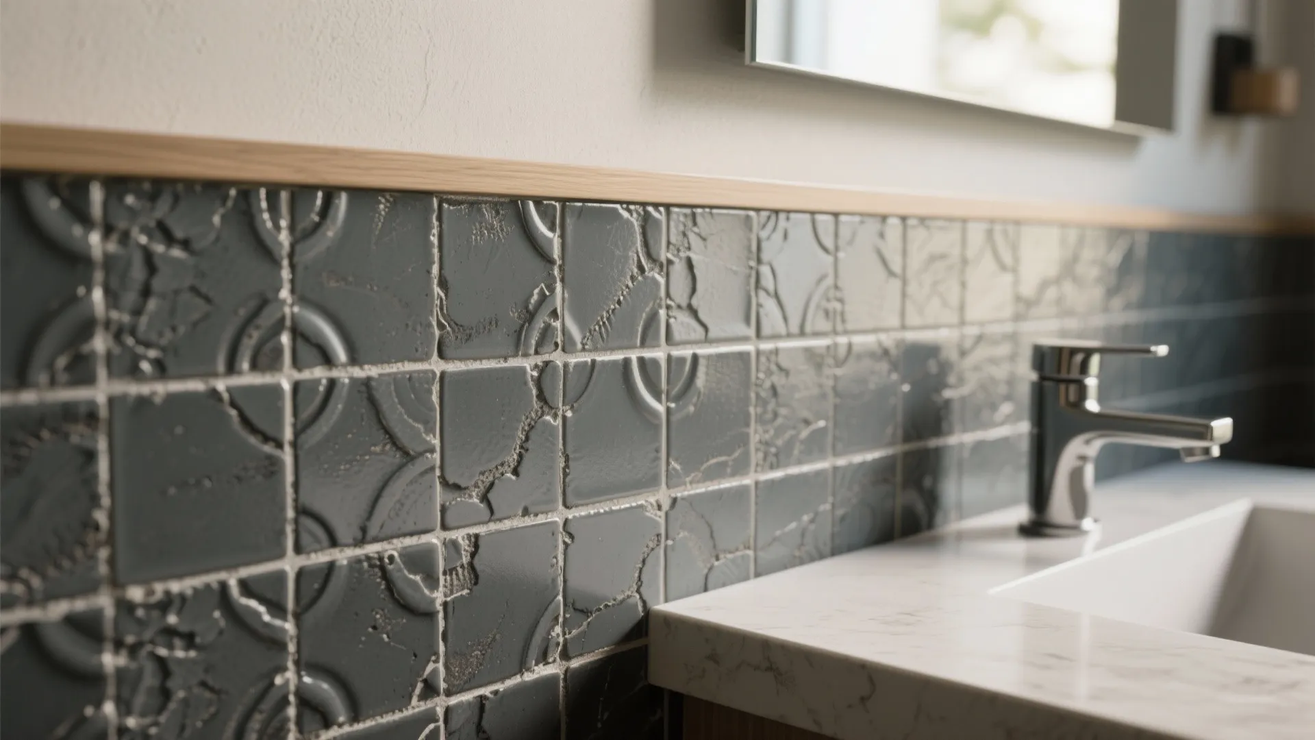 1. Statement tiles with bold grout