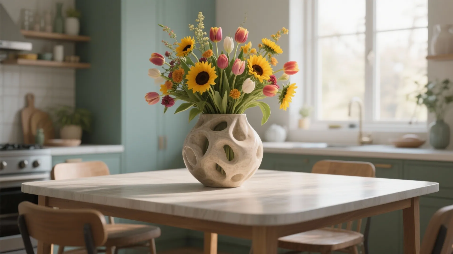 3. Statement Vase with Seasonal Blooms