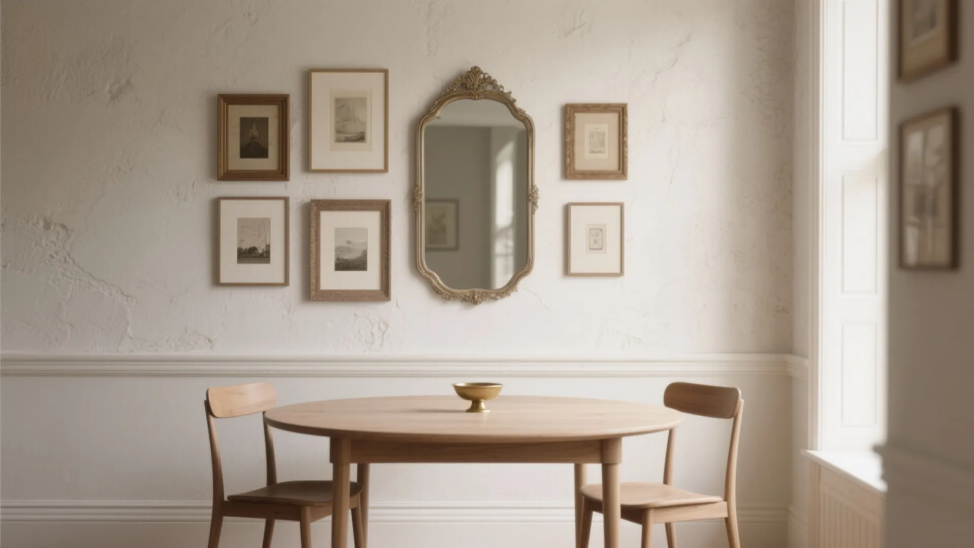 A statement wall: texture, mirrors, and art