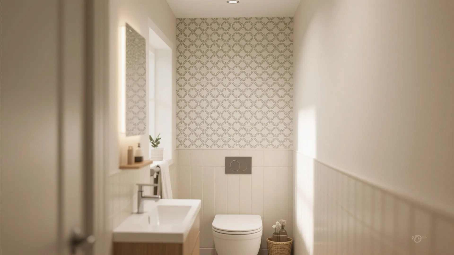 10. Statement Wall with Waterproof Wallpaper