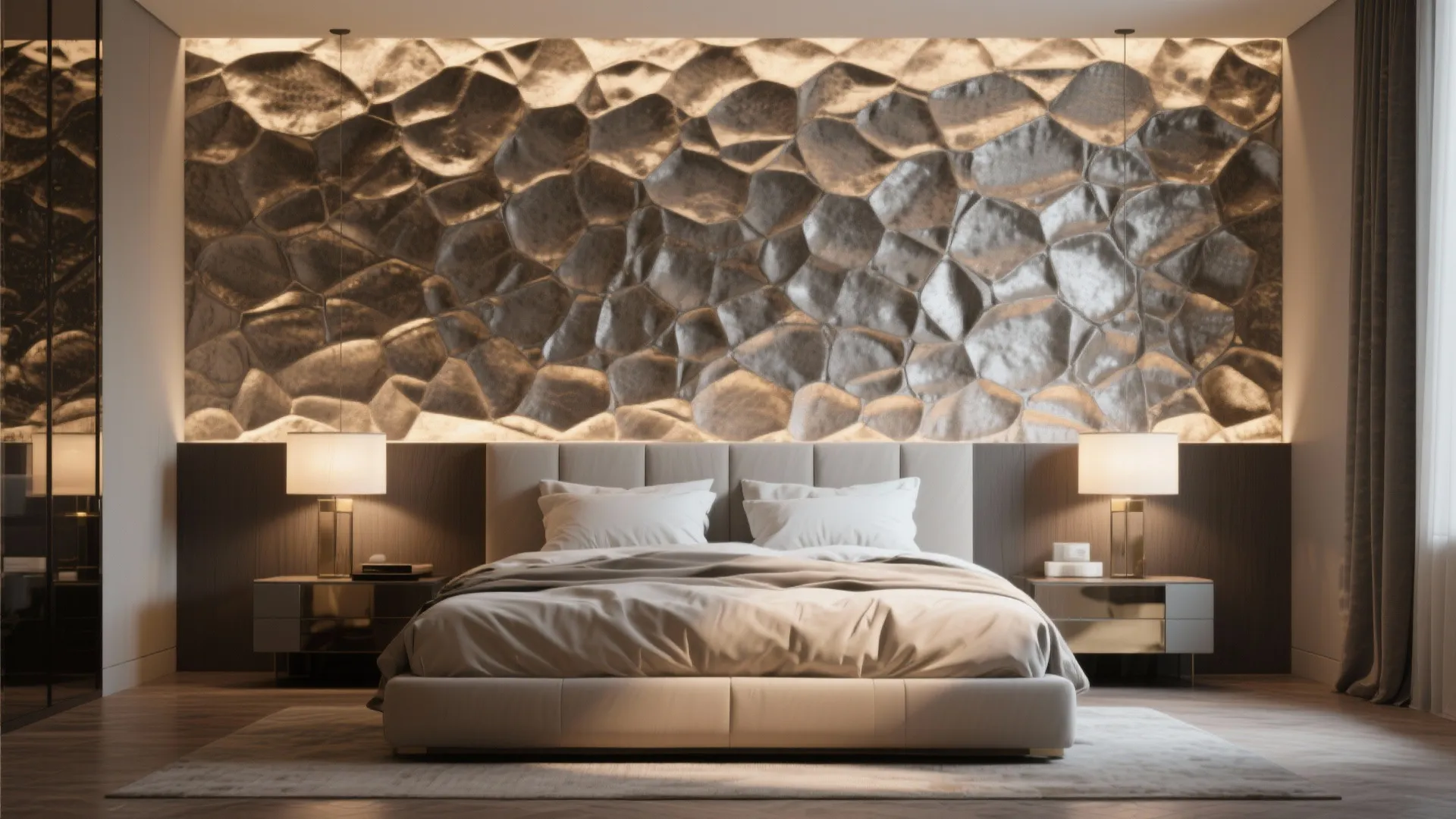 8. Statement Wall Behind the Bed